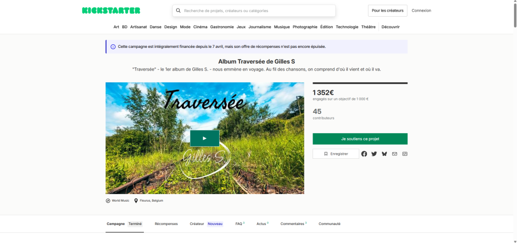crowdfunding Gilles S album traversée