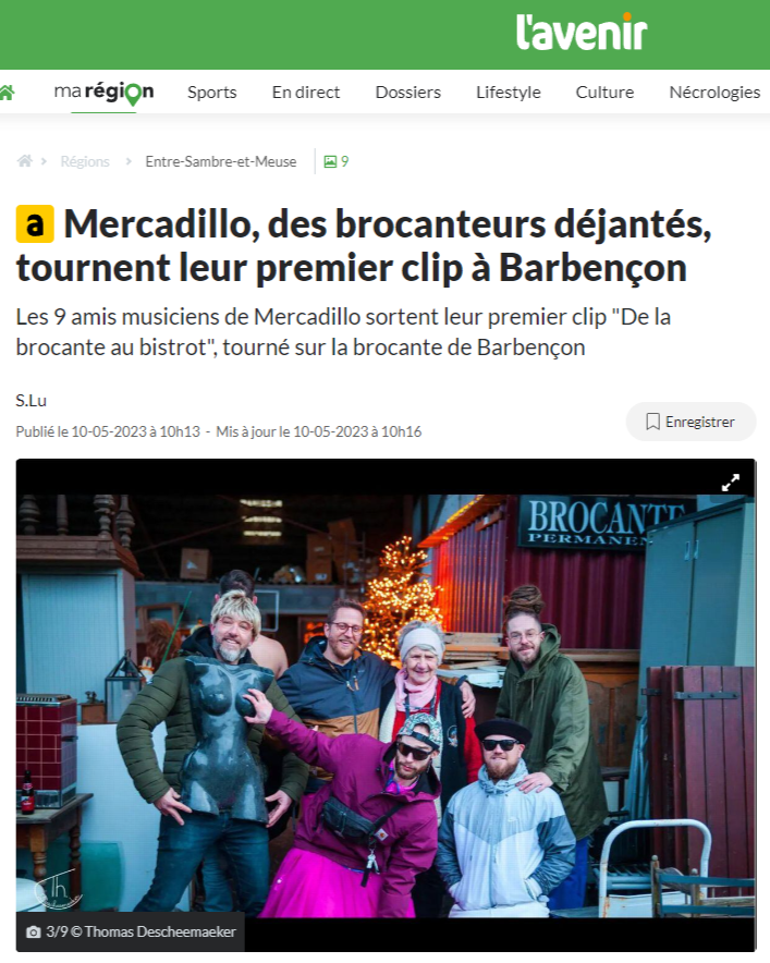L'Avenir magasin journal Mercadillo 2023 clip photo A-Tom Prod Charleroi Belgique