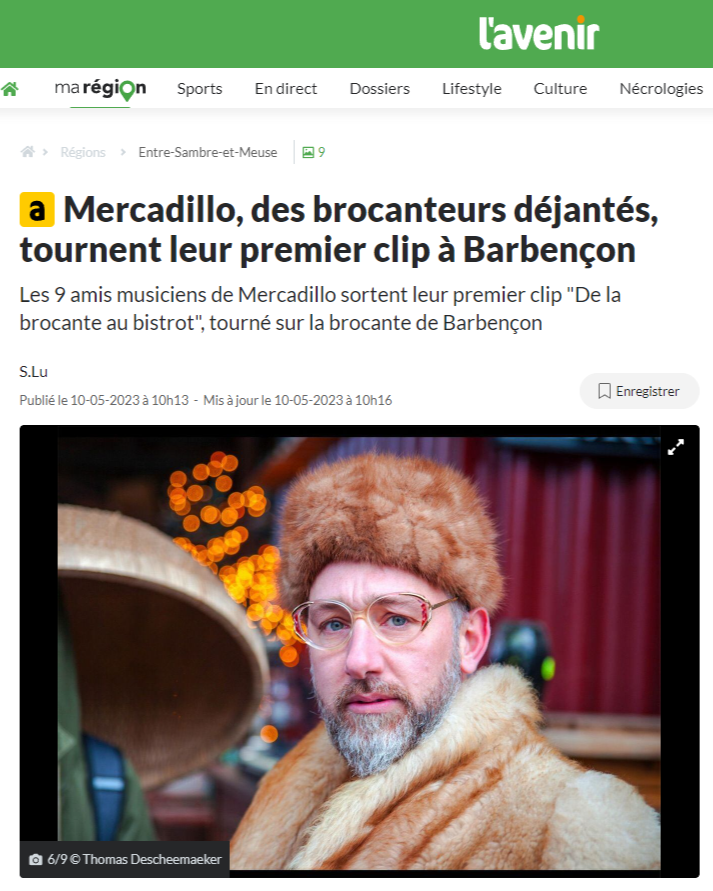 L'Avenir magasin journal Mercadillo 2023 clip photo A-Tom Prod Charleroi Belgique